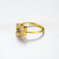 High Quality Shinning Blue CZ Stone Gold Plated S925 Silver Wedding Ring